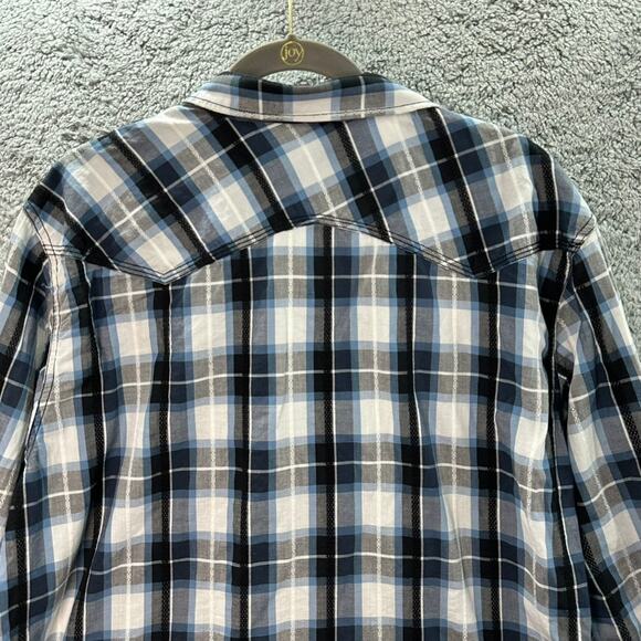 Cody James Men's 2XLT Blue Plaid Western Shirt Pearl Snaps Sawtooth Pocket Rodeo - Picture 8 of 10